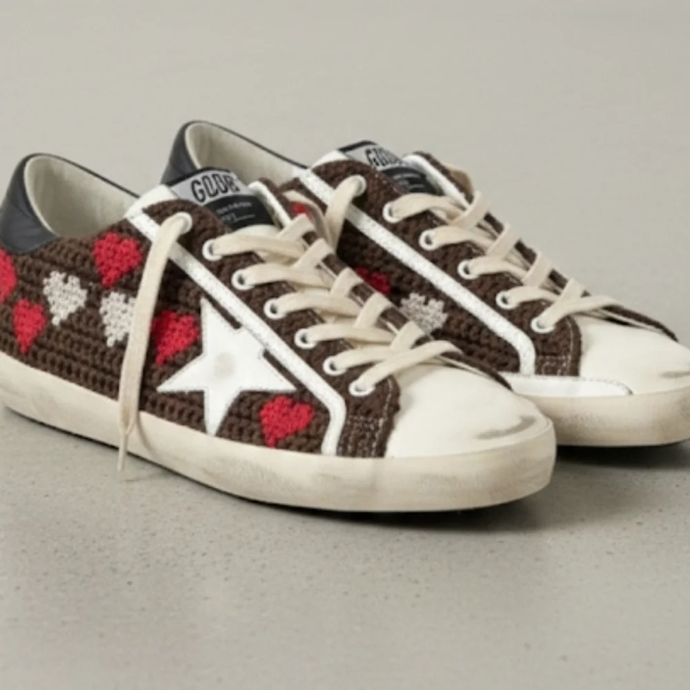 Golden Goose Superstar Brown and Red Women's Sneakers Crochet 39 Size 9